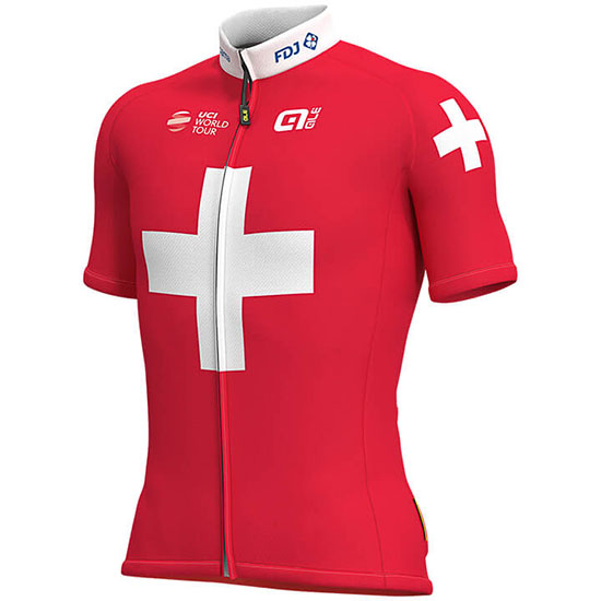 2019 Maillot Groupama FDJ Tirantes Mangas Cortas Campione Suiza